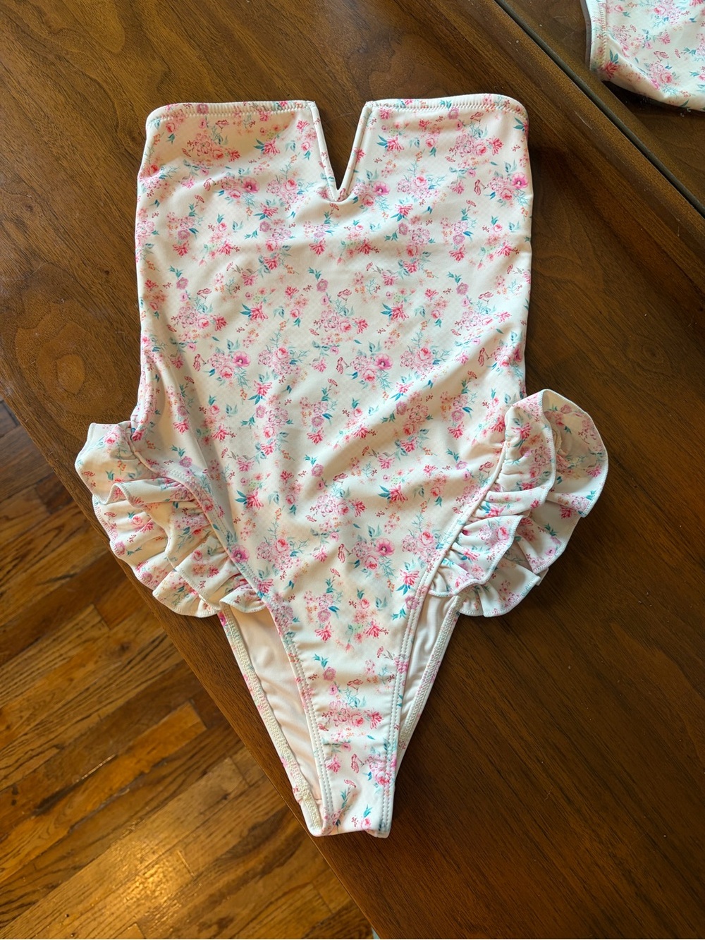 Blackbough Cream One-Piece Swimsuit with Pink Floral Print